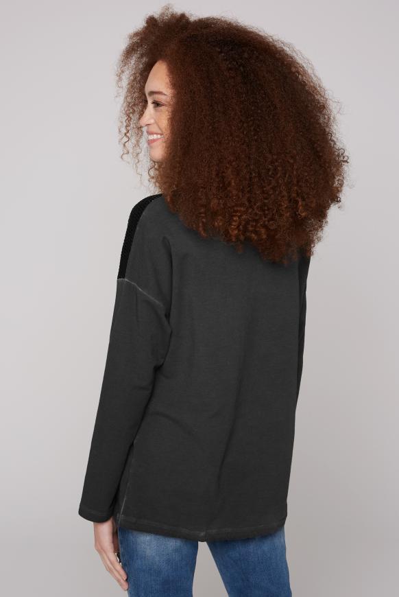 Sweatshirt mit Chenillestrick und Print