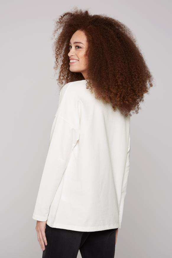 Sweatshirt mit Chenillestrick und Print