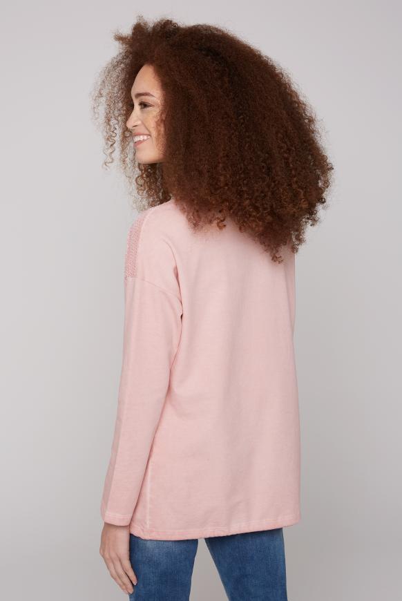 Sweatshirt mit Chenillestrick und Print