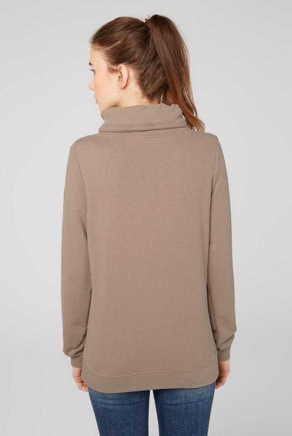 Sweatshirt mit hohem Kragen und Glitter Print