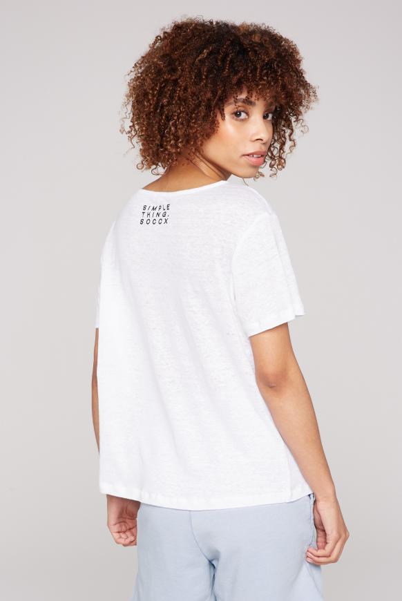 T-Shirt aus Leinen mit kleinem Label Print