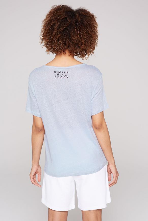 T-Shirt aus Leinen mit kleinem Label Print