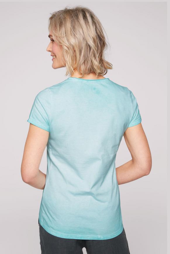 T-Shirt mit Print und Metallsteinchen