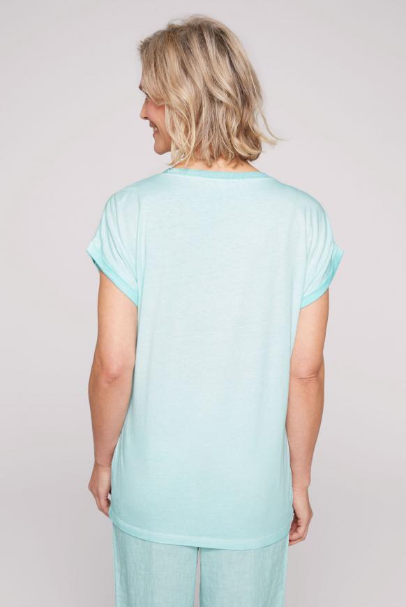 T-Shirt mit Raffung und Pailletten-Artwork