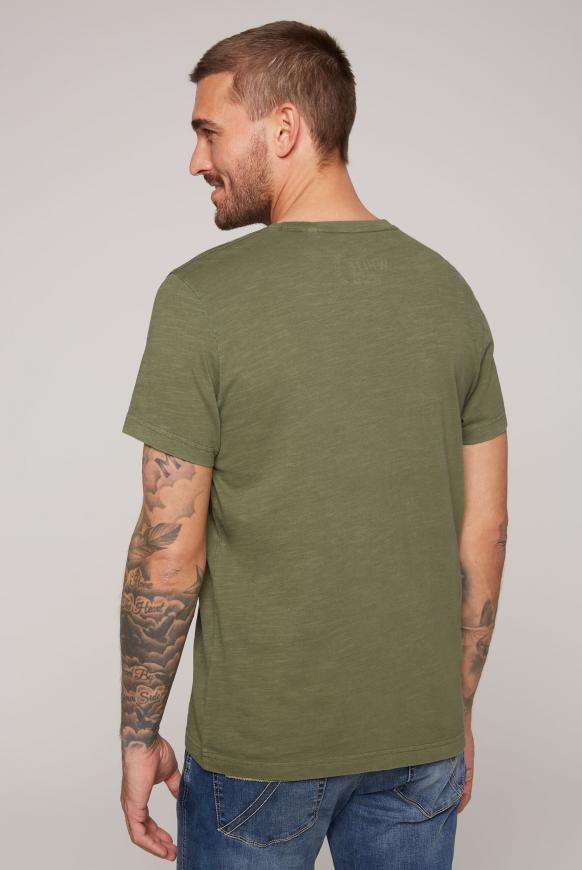 T-Shirt V-Neck mit Flammgarnstruktur