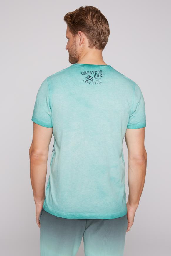 T-Shirt V-Neck mit Label Print