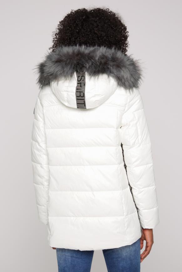 Winterjacke mit Kunstfellkragen und Logo-Tapes