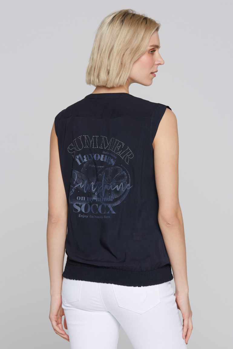 Ärmellose Bluse mit Rücken-Artwork