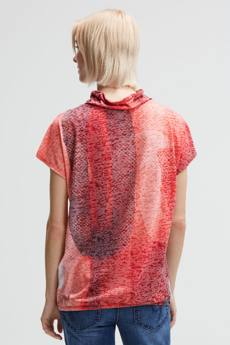 Ärmelloses Ausbrenner-Shirt mit Kragen und All Over Print