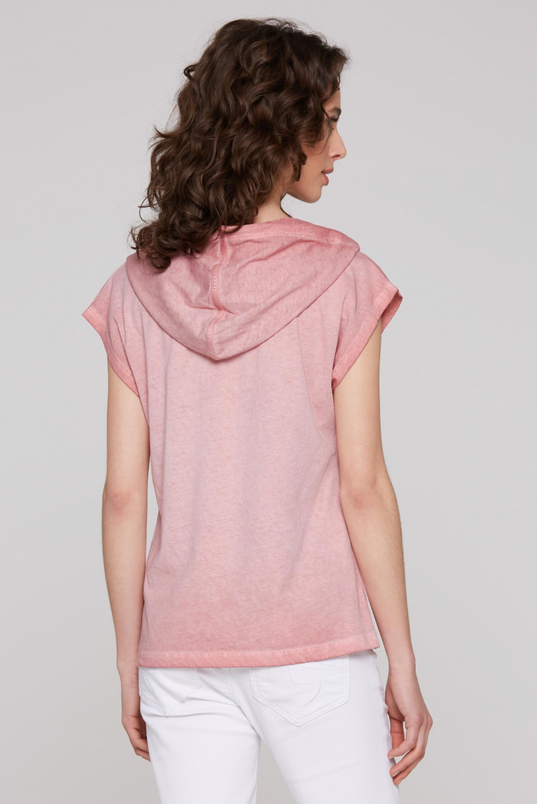 Ärmelloses Kapuzenshirt mit Glitter Puffprint