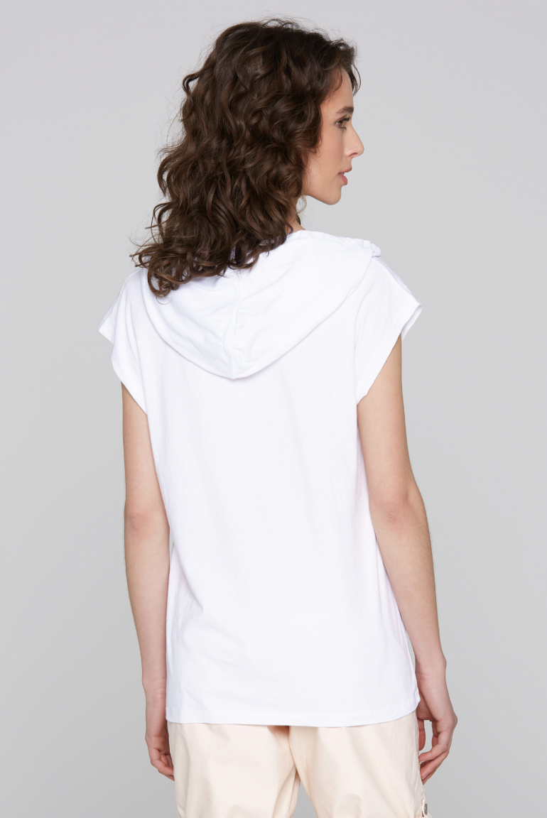 Ärmelloses Kapuzenshirt mit Glitter Puffprint