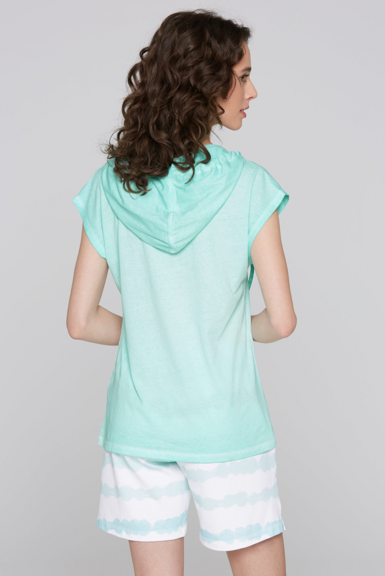 Ärmelloses Kapuzenshirt mit Glitter Puffprint