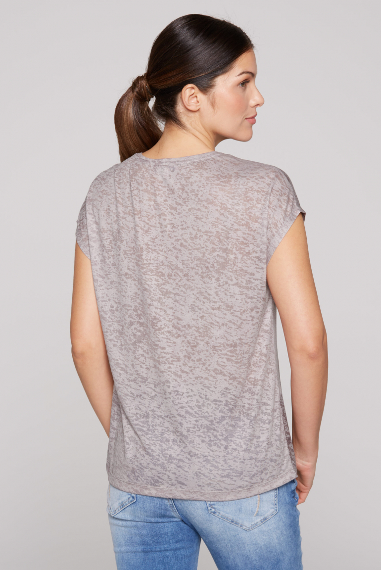 Ausbrenner-Shirt mit All Over Print und Pailletten