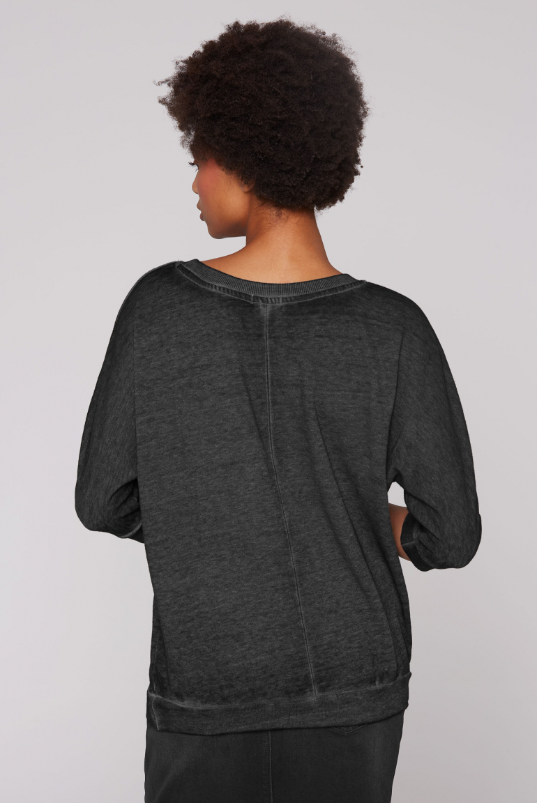 Basic Sweatshirt mit verkürzten Fledermausärmeln