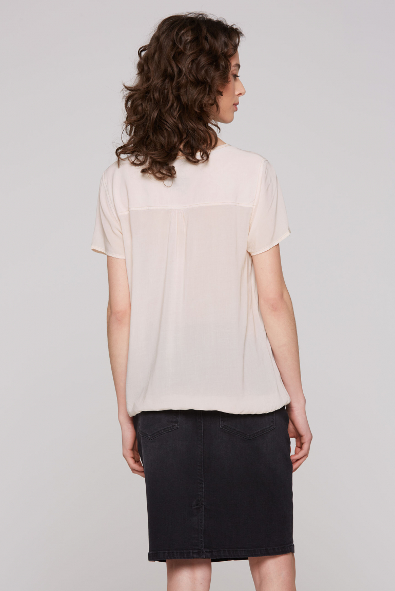 Blusenshirt mit Print und Elastiksaum