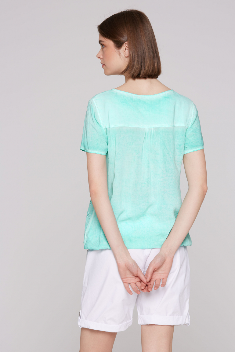 Blusenshirt mit Print und Elastiksaum