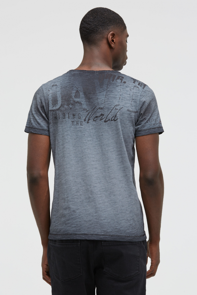 Henley-Shirt im Used Look mit Photoprint