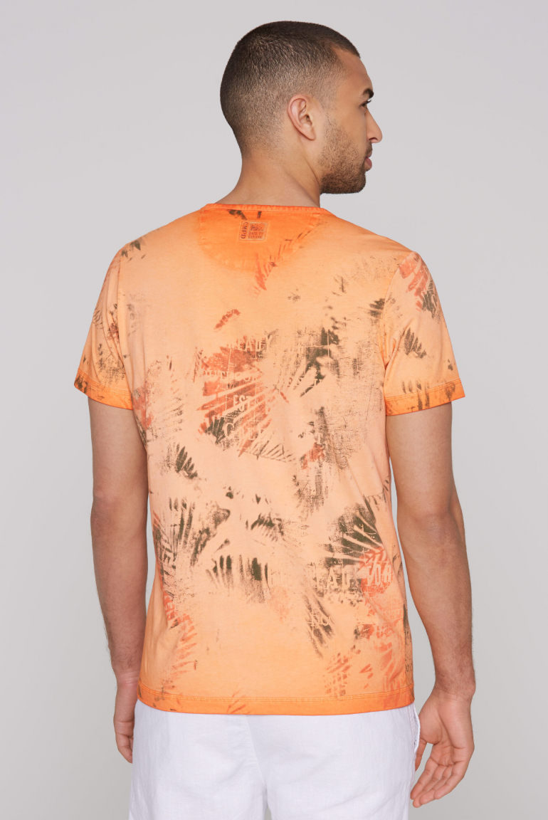 Henley-Shirt mit All Over Print und Stickereien