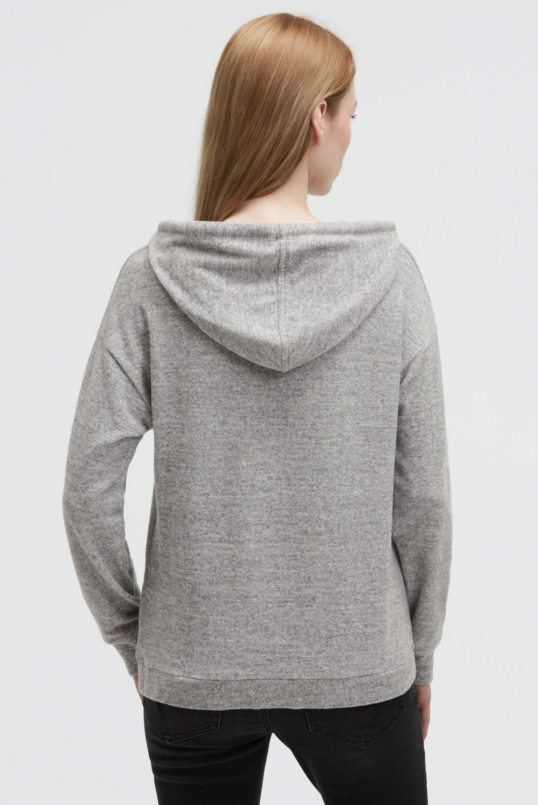 Hoodie aus Flauschstrick mit Glitzer-Print