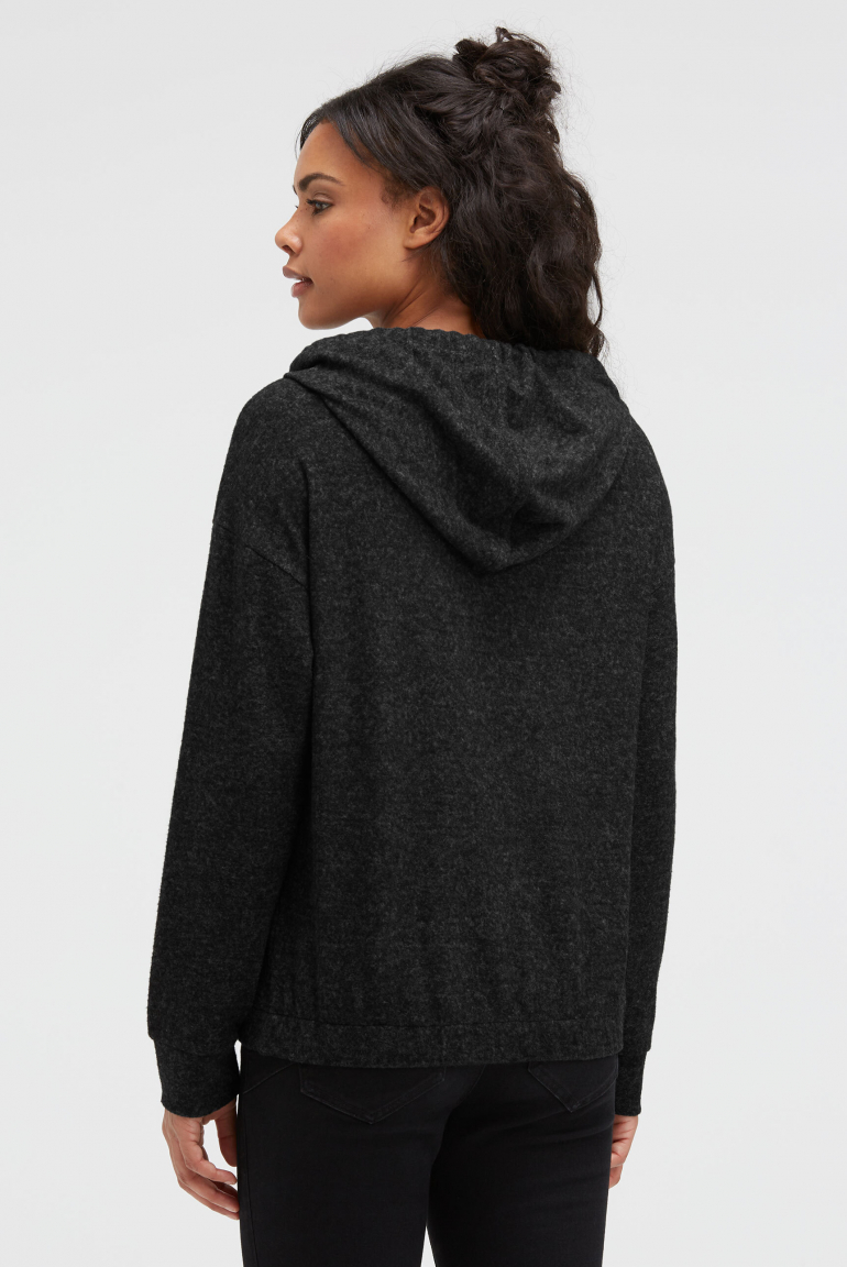 Hoodie aus Flauschstrick mit Glitzer-Print