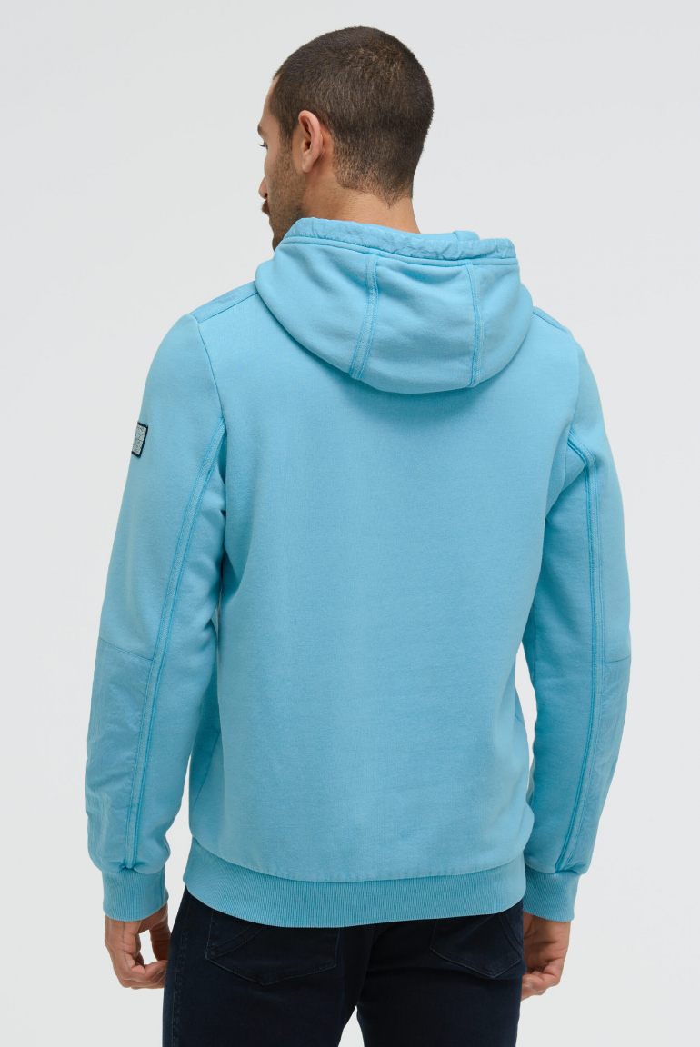 Hoodie im Materialmix mit Zippertaschen