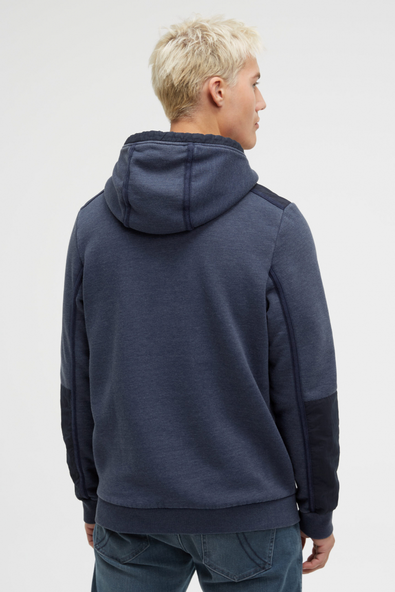 Hoodie im Materialmix mit Zippertaschen
