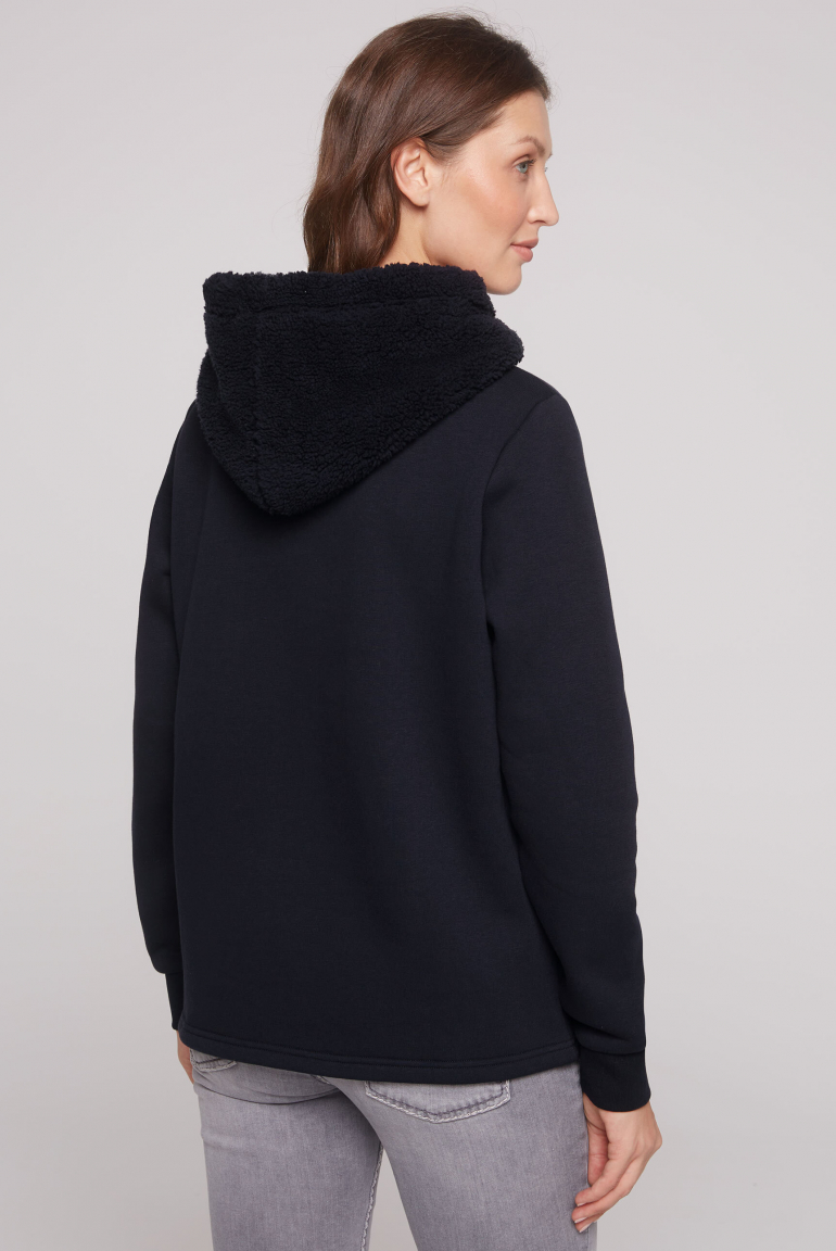 Hoodie mit Kapuze im Sherpa-Look und Artwork