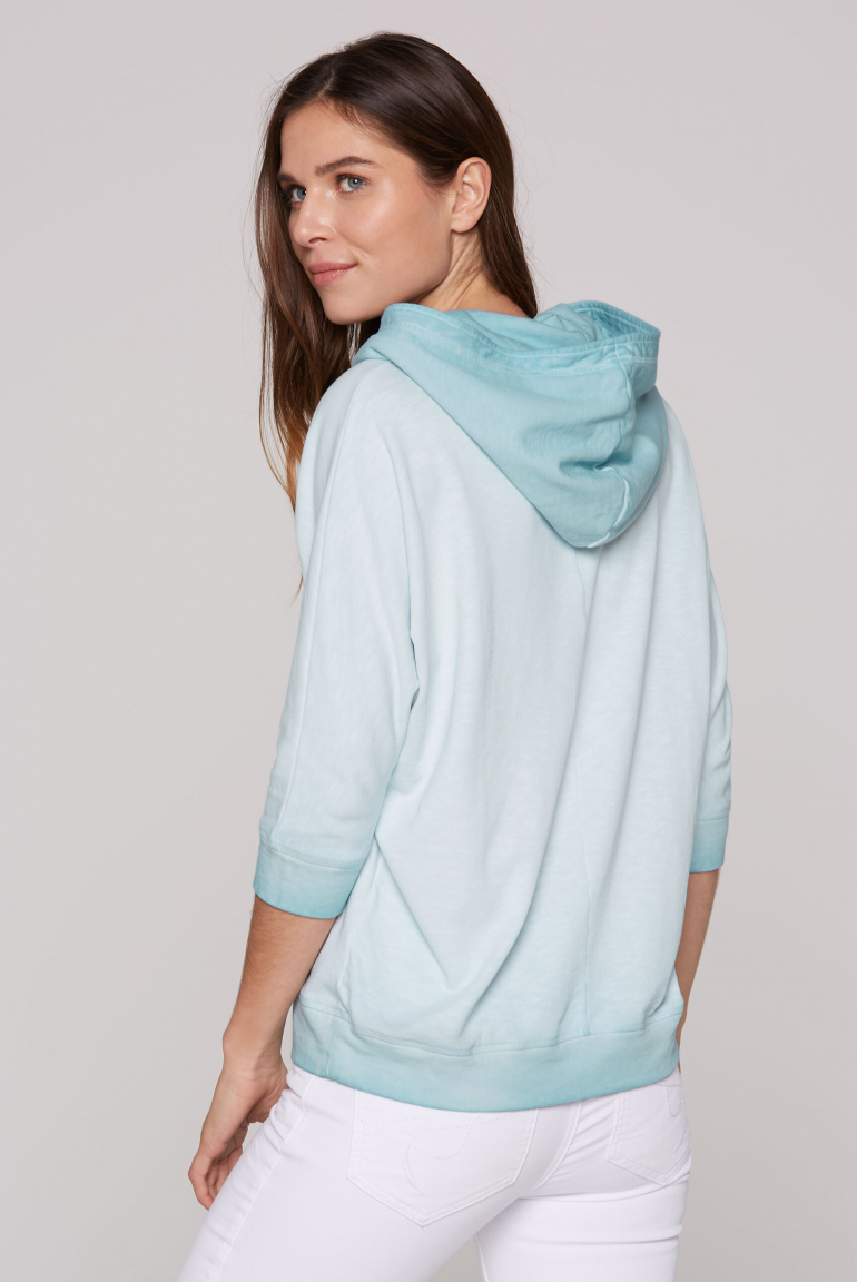 Hoodie mit kurzen Fledermausärmeln und Folienprint