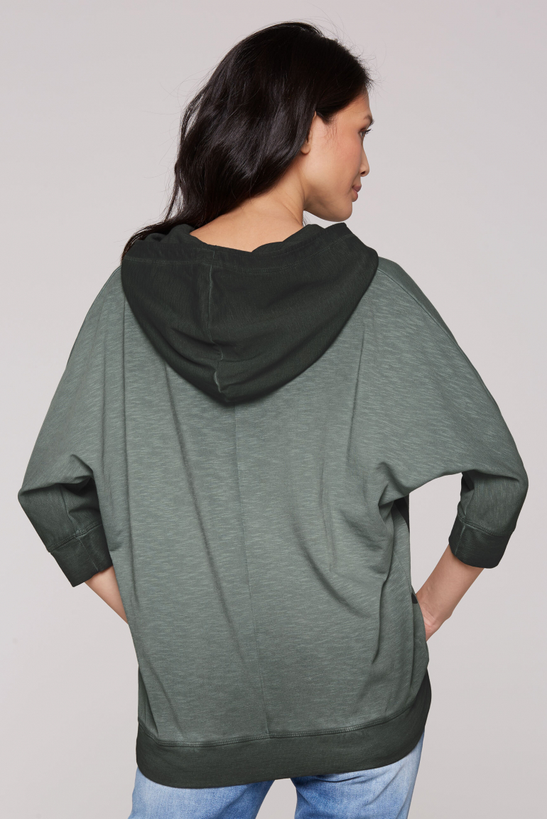 Hoodie mit kurzen Fledermausärmeln und Folienprint