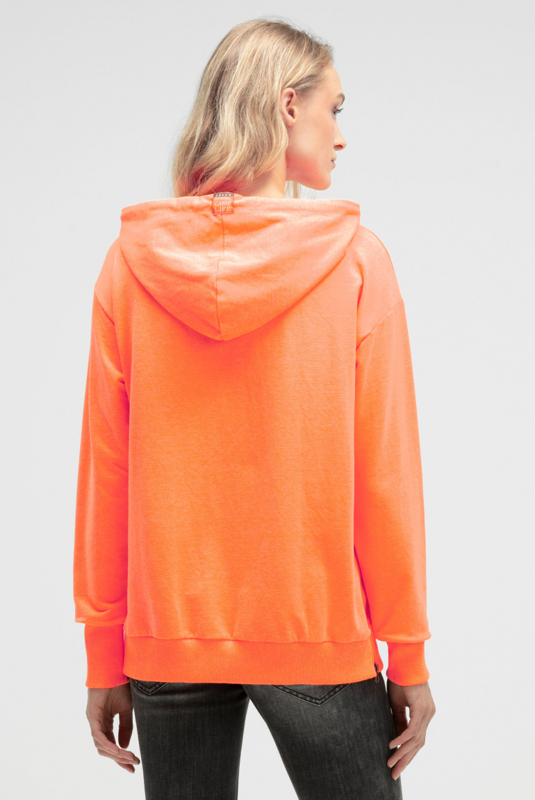 Hoodie mit tonigem Print und Zippern