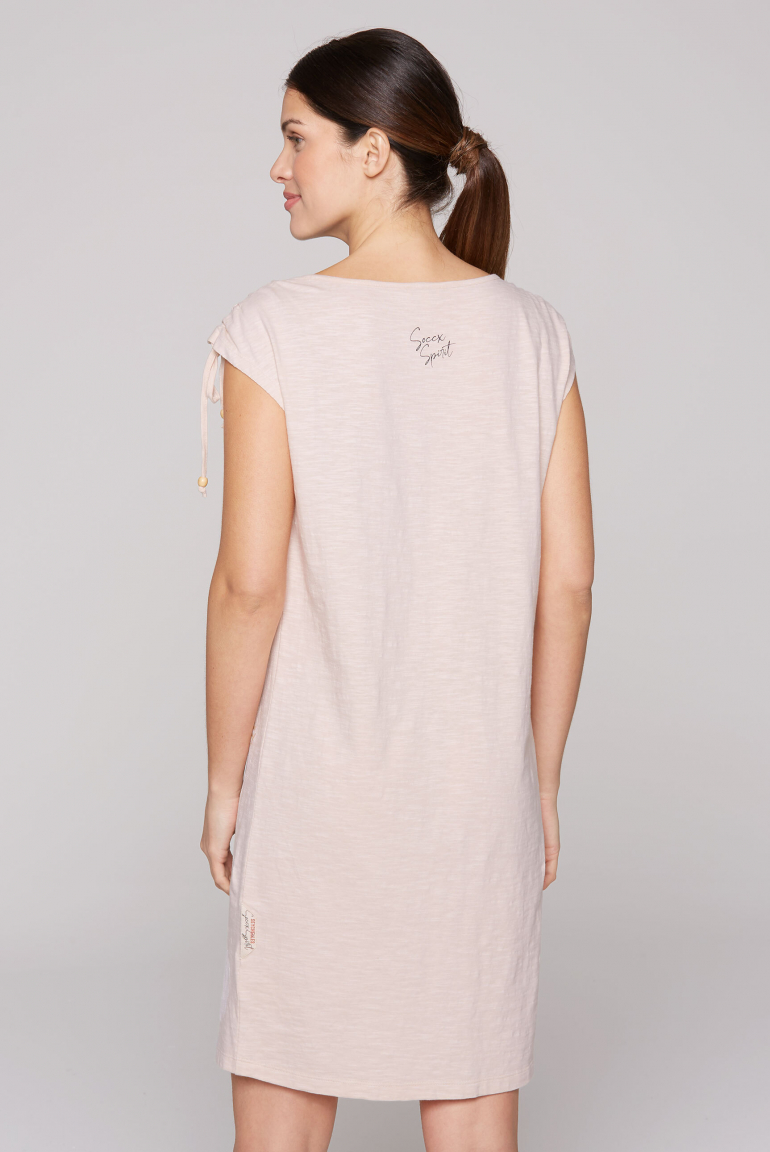 Jersey-Kleid mit gerafften Schultern und Artwork