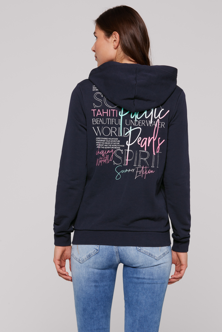 Kapuzensweatjacke mit Rücken-Print