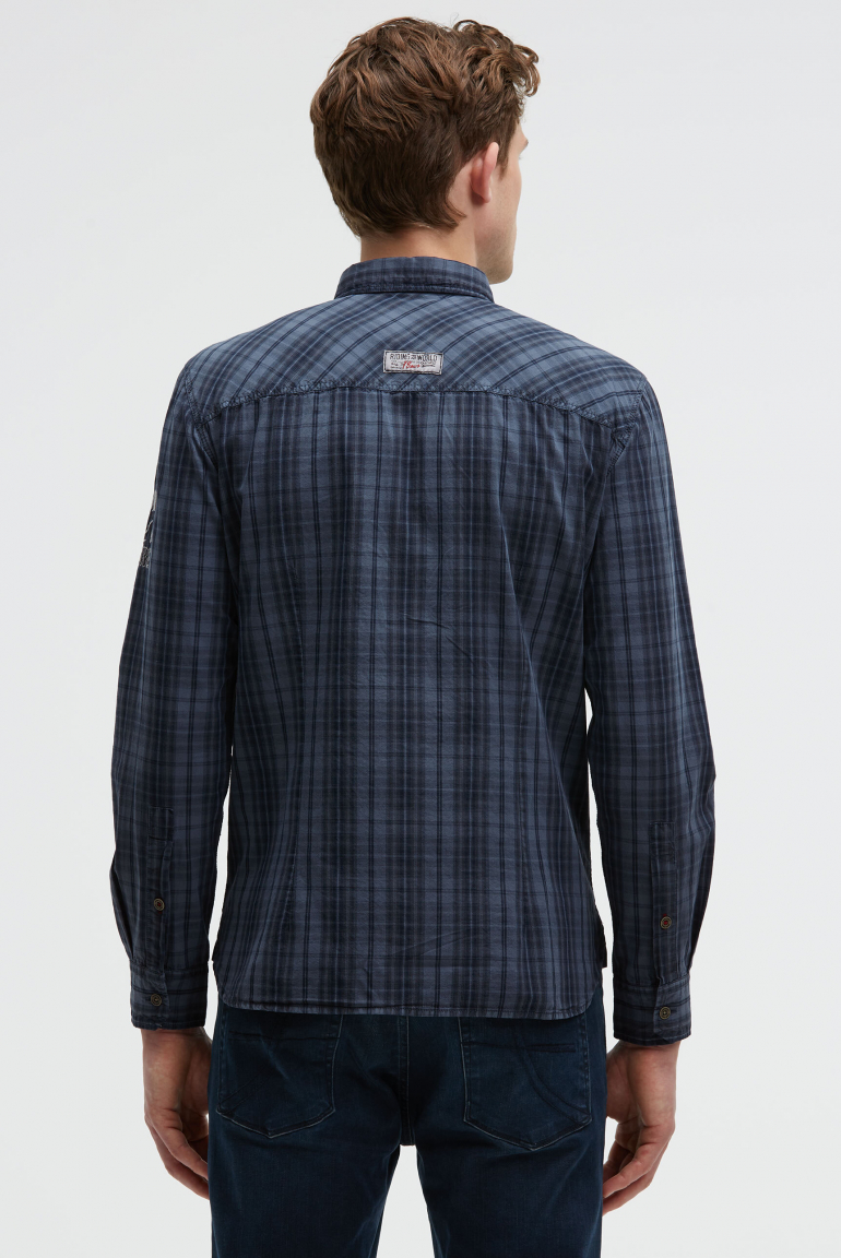 Karohemd mit Prints, Patches und Stickereien