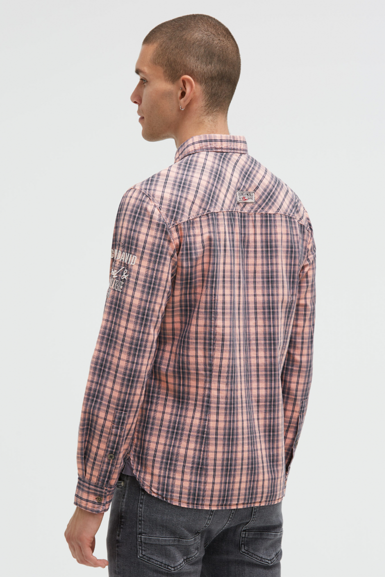Karohemd mit Prints, Patches und Stickereien