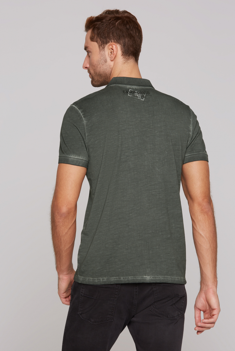 Kurzarmpolo Oil Dyed mit Logo Prints