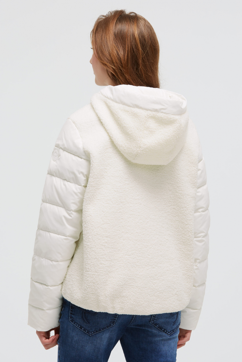 Kurzjacke im Materialmix mit Kapuze
