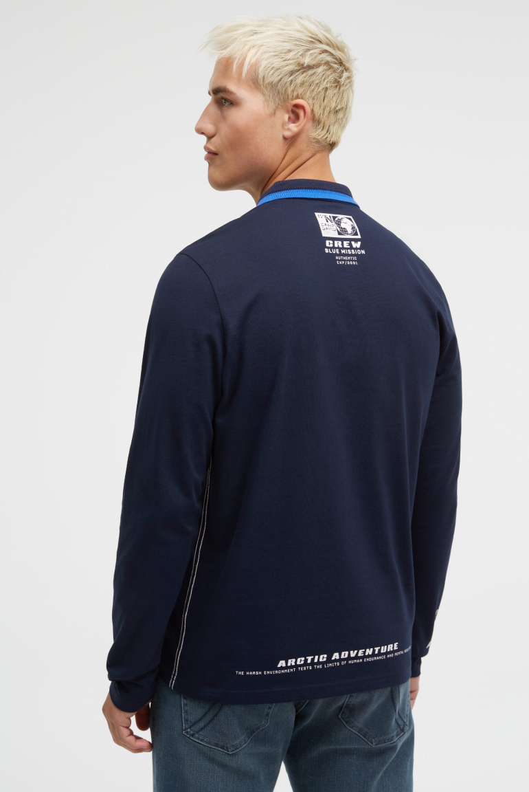 Langärmliges Poloshirt mit Puffprints