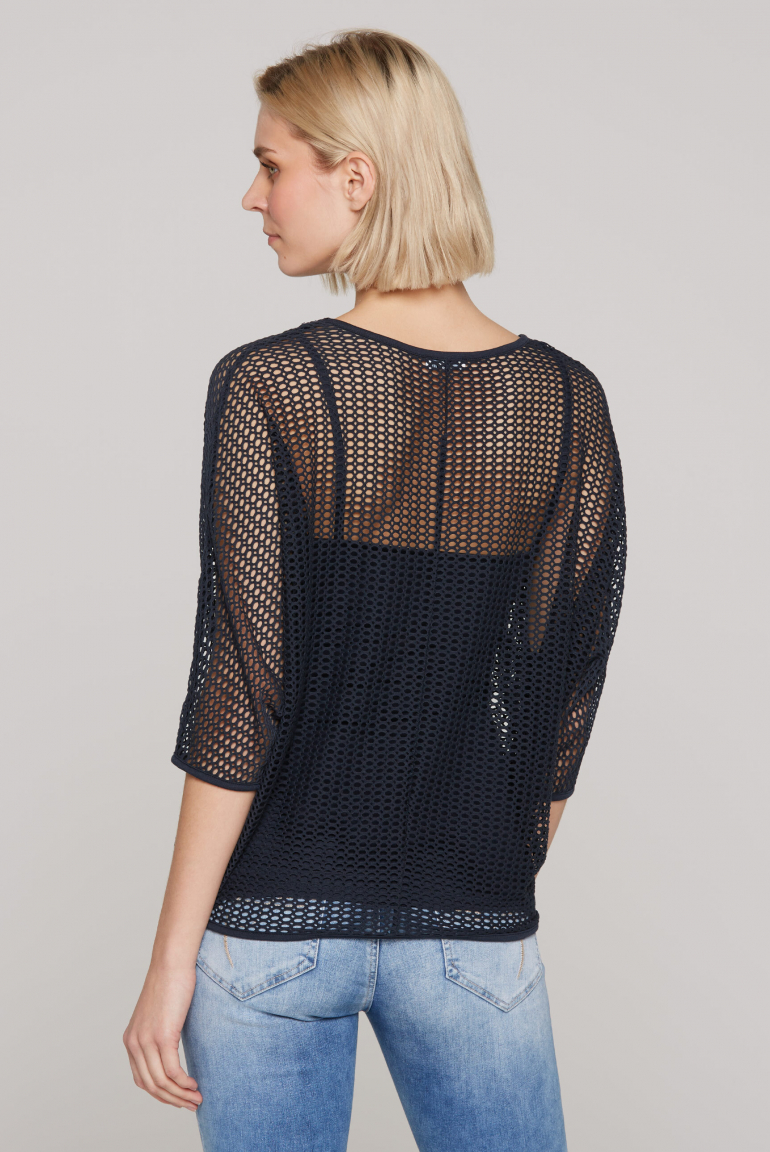 Mesh-Sweatshirt mit tonigem Top, 2-teilig