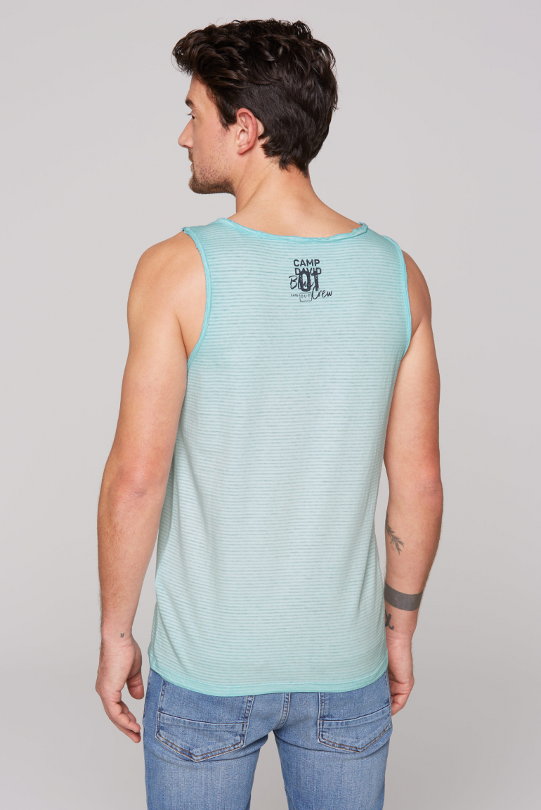 Muskelshirt mit Strukturstreifen und Logo Prints