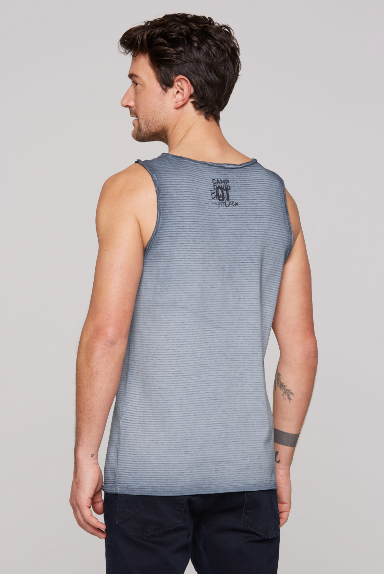 Muskelshirt mit Strukturstreifen und Logo Prints