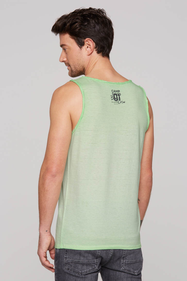 Muskelshirt mit Strukturstreifen und Logo Prints