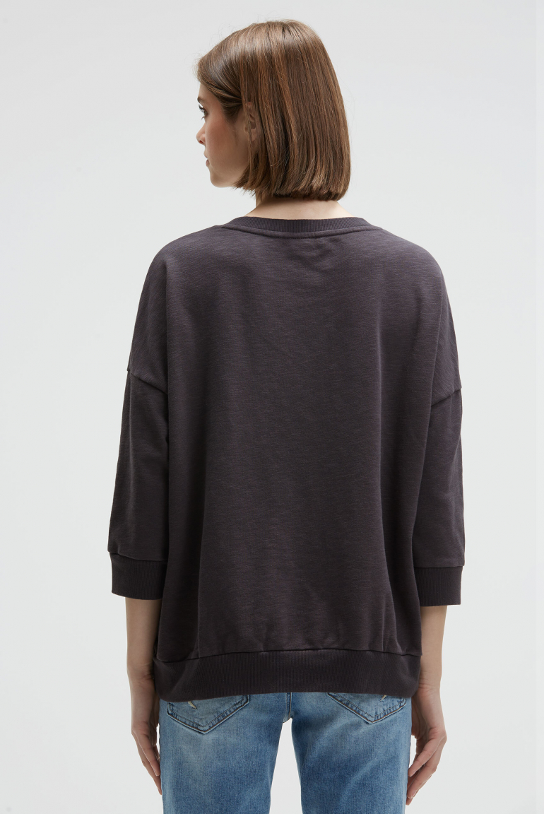 Oversized Sweatshirt mit V-Ausschnitt und Print
