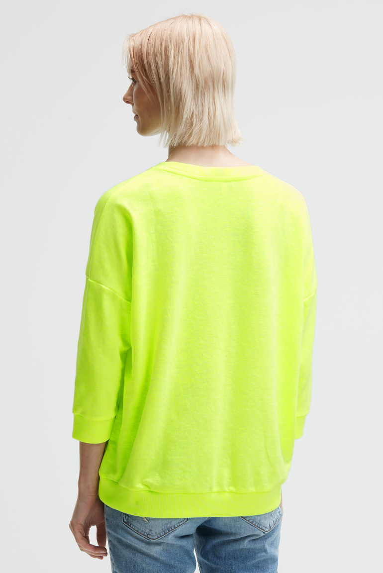 Oversized Sweatshirt mit V-Ausschnitt und Print