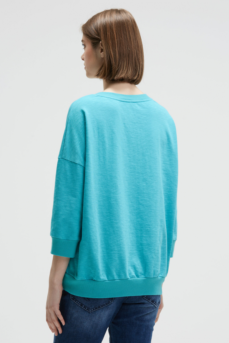 Oversized Sweatshirt mit V-Ausschnitt und Print