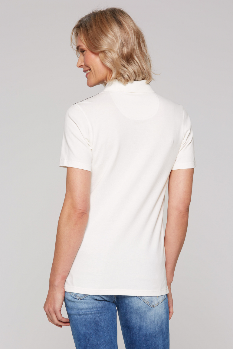 Pikee-Poloshirt mit Wording Print