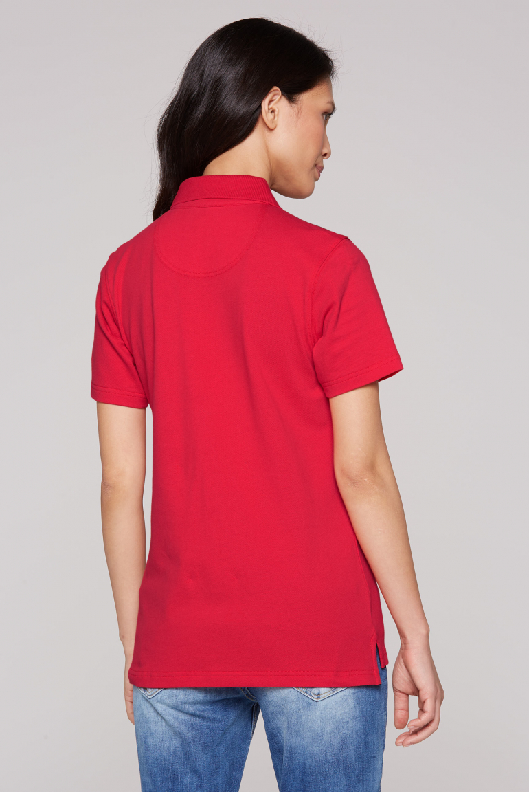 Pikee-Poloshirt mit Wording Print