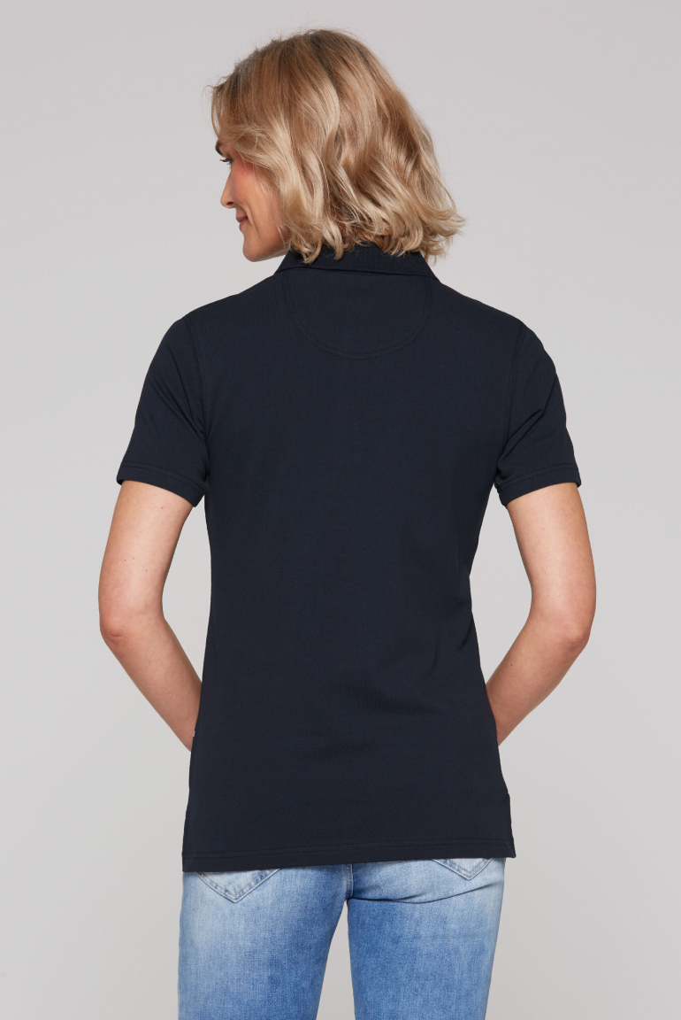 Pikee-Poloshirt mit Wording Print