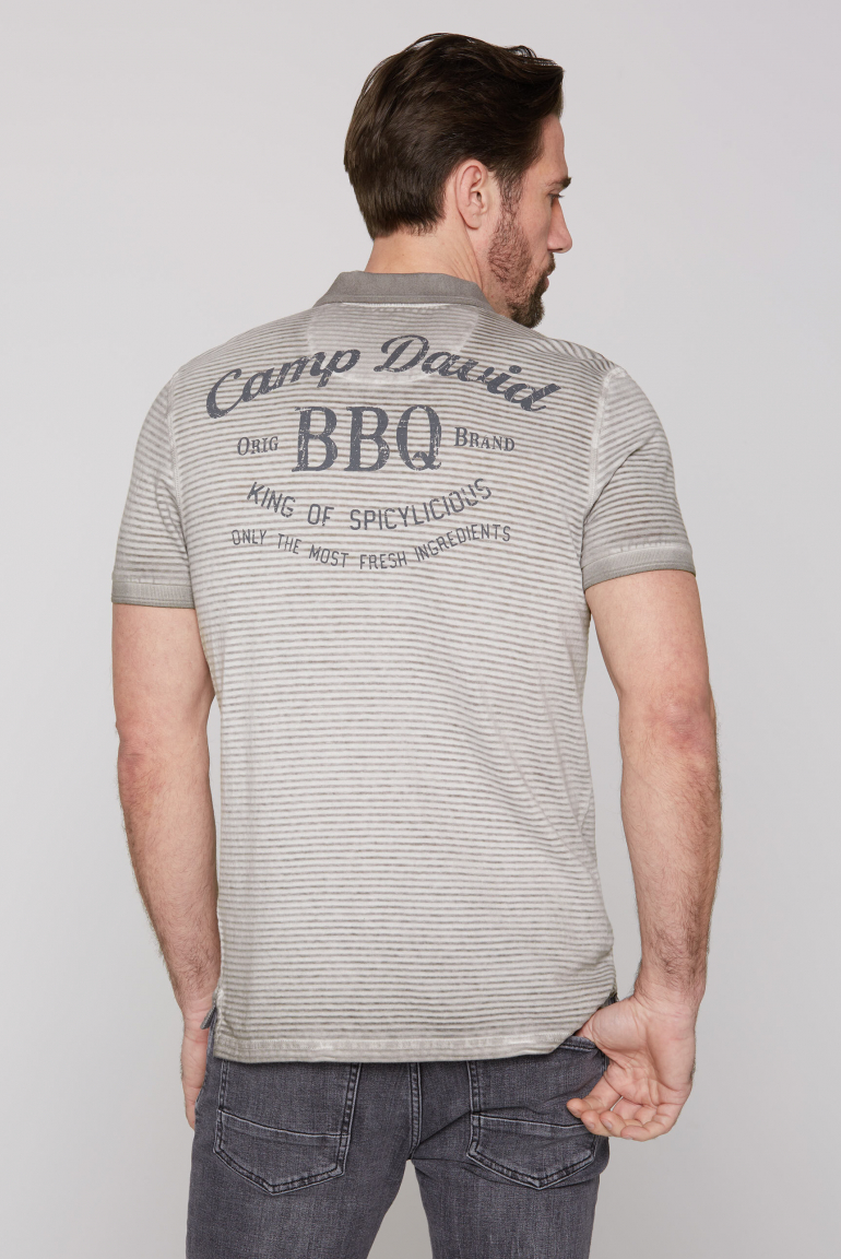 Polo mit Strukturstreifen und Backprint