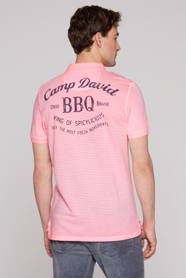 Polo mit Strukturstreifen und Backprint