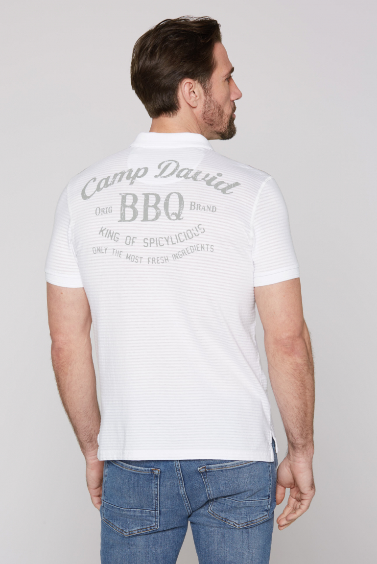Polo mit Strukturstreifen und Backprint